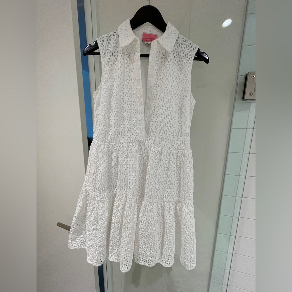 Kate Spade White Eyelet Shirtdress with POCKETS